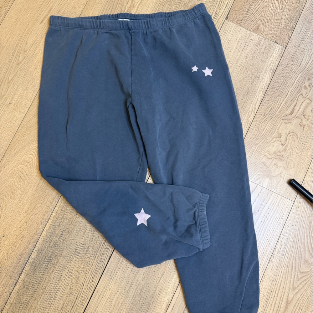 Spiritual Gangster Charcoal Jogger Sweatpants with Pink Star